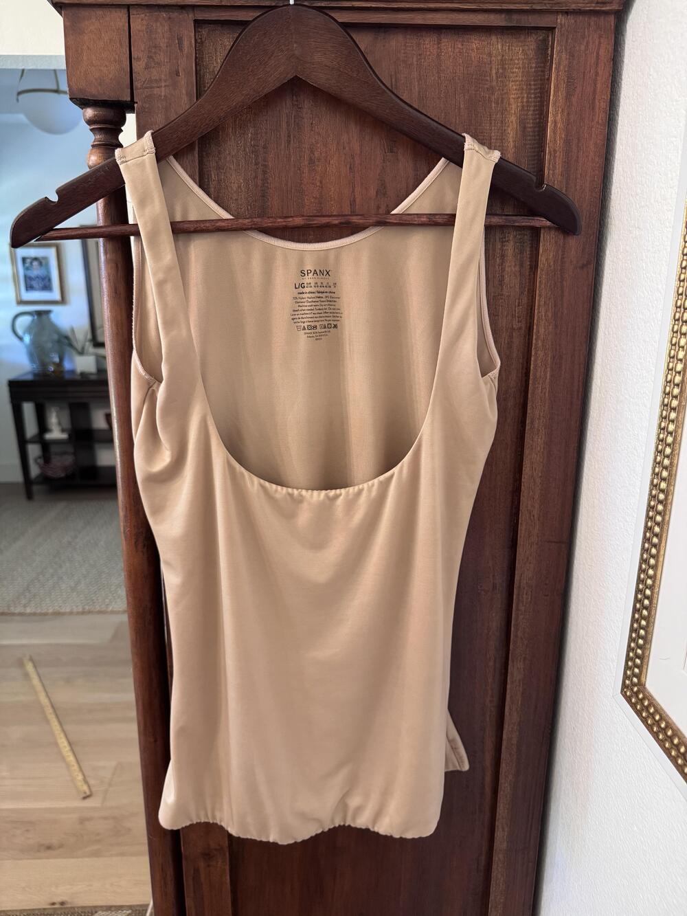 SPANX Shaping Top Womens Large Beige Padded Microfiber Slimming Tank Cami